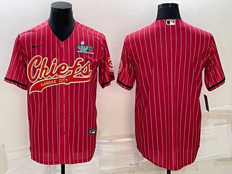 Men%27s Kansas City Chiefs Blank Red With Super Bowl LVII Patch Cool Base Stitched Baseball Jersey->kansas city chiefs->NFL Jersey
